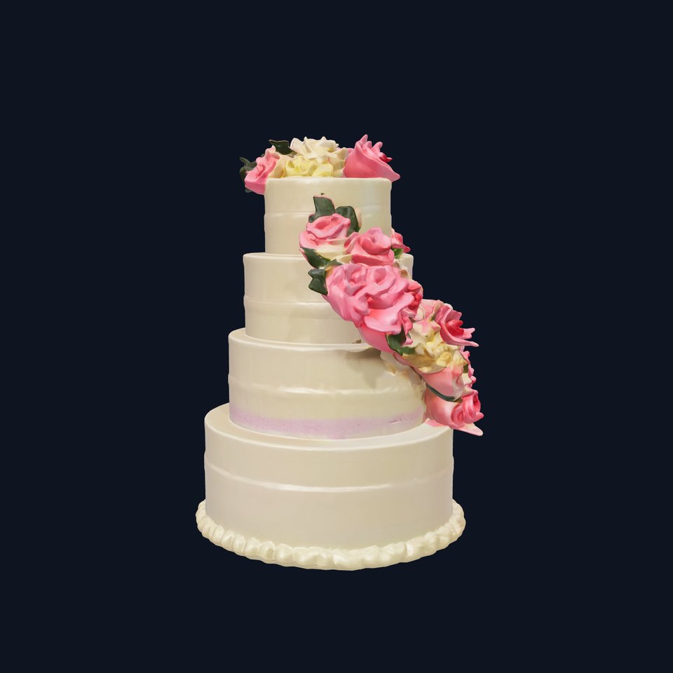 Fourtier Celebratory Cake with Sugar Flowers model pack